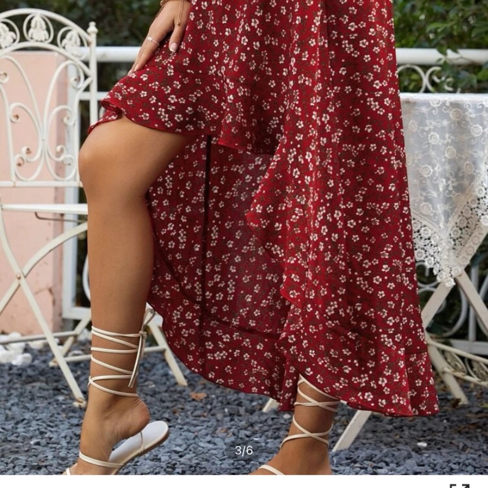 High low SHEIN red skirt